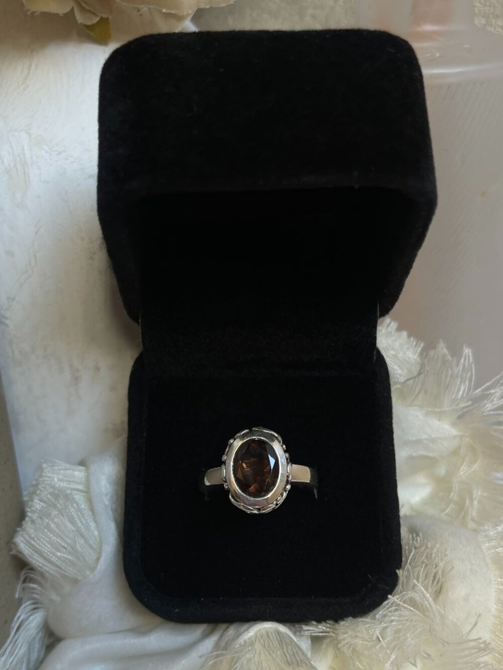 Retired SILPADA R1384 Smoky Quartz Sterling Silver Scroll Ring Size 8